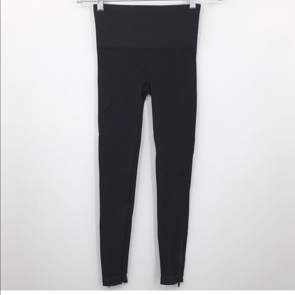 Spanx black ankle zip high-waisted full length women's leggings